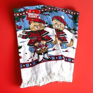 Vintage Christmas Classics Kitchen Towel Cat Kitten Anthropomorphic Set of 2